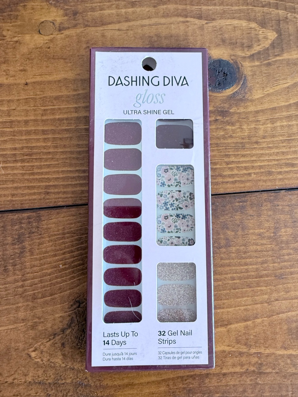Dashing Diva Gloss Ultra Shine Gel Press-On Nails - Floral & Burgundy